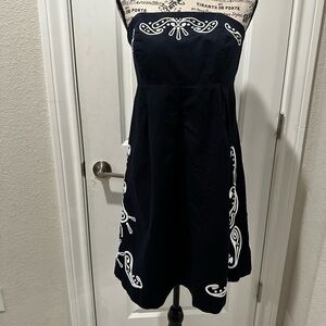 Tommy Hilfiger Dress Navy Blue White Embroidered size 6